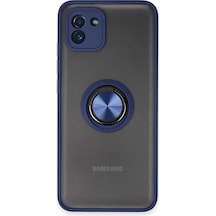 Samsung Galaxy A03 Kılıf Montreal Yüzüklü Silikon Kapak - Lacivert