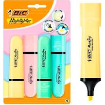 Bic Marking Flat Hıghlıghter 4'lü Blister Pastel Renkler Fosforlu Kalem Seti 517953 Çok Renkli