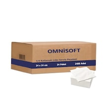 Omnisoft 24 x 24 CM 1/4 Çift Katlı Lüks Servis Peçetesi Beyaz 24 Paket 2400 Adet