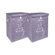 2 Adet Keçe Kapaklı Mega Kutu Organizer -çamaşır Sepeti-çok Amaçlı Kullanım 41x30x55 Cm Gri-beyaz