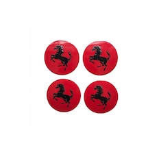 Ferrari Jant Göbeği Yapıştırma Sticker Kırmızı 59mm 4 Adet
