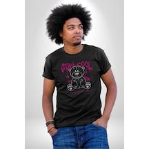 Serin Ve Mutlu Kal Unisex Unisex Siyah Organik Baskılı T-shirt Penye Yüksek Kalite Siyah