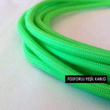Marketcik Fosforlu Yeşil Renkli Dekoratif Örgülü Kumaş Kablo