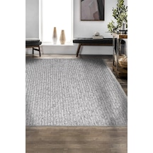 Lidya Bukle Gri Çizgili Halı Kaydırmaz, Kadife Hissi, Kolay Temizlik, Antibakteriyel, Modern Gri