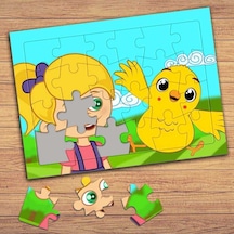 Küçük Kız Ve Minik Kuş Çocuklara Özel Puzzle Yapboz Tablo-418