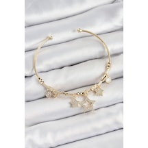 Pirinç Zirkon Taşlı Yıldız Model Gold Renk Charm Bileklik - Ebj250705w36298 Bakır