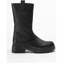 Ataköy Ayakkabı Kadın Hakiki Deri Kalın Taban Mid-calf Bot - Pyz888-sıyah Floter