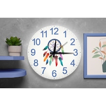 Pozitif Enerji Temalı Dreamcatcher Duvar Saati Gri