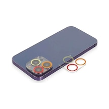 İphone 13 Pro Max Renkli Kamera Lens Koruma Cam - Turuncu-kırmızı Diğer