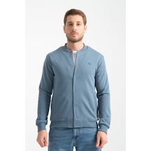 Shooter Sportswear Erkek Sweatshirt Düğmeli Ekru Standart Kalıp Orman Yeşili