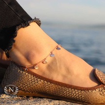 Nusret 925 Ayar Rose Gümüş Göz Model Halhal Rose Gold