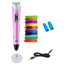 Pembe 3D Kalem 3D Pen Yazıcı Kalem – 10 Adet 5 Metrelik PLA Filament (Toplam 50M) + USB Kablo