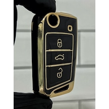 Lüx Volkswagen T-roc Taigo T-cross Polo Golf Uyumlu Anahtar Kılıfı Siyah