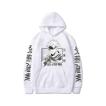 Beyaz Moda Kış Spor Jujutsu Kaisen Hoodie Hip Hop Anime Kazaklar Gevşek Uzun Kollu Sonbahar Erkek Giyim Tops Beyaz