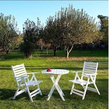 Ürgüp Bahçe Balkon Beyaz Set: 90lık Masa + 2 Adet Sandalye