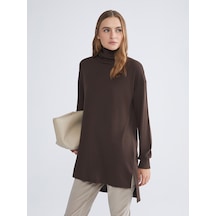 Lcw Everyday Kahverengi Balıkçı Yaka Oversize Kadın Tunik