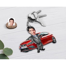 Kişiye Özel Bay Seat Leon Kırmızı Figürlü Plakalı Ahşap Karikatür (476913020)