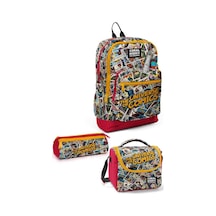 Coral High Kids Çizgi Roman Desenli 3 Lü Okul Çanta Seti Set0133215 Çok Renkli