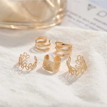 Flybuy Yeni Yapraklar Vintage Sahte Renk Olmayan Manşet Kulak E2092 Delici Cm-gümüş Altın Adet/grup 5 1.50 Jr Gümüş