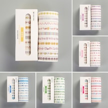 Geeroyoo "10 Rulo Renkli Washi Bant Seti - Dıy Günlük Dekorasyon Ve Hediye Paketleme İçin"