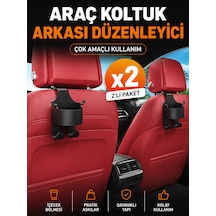 Araç Koltuk Arkası Organizer - 2'li Paket - Bardak + Telefon + Tablet Tutucu - Araç İçi Düzenleyici Askılık Aparat 2 Adet - Siyah