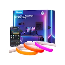 Süpürgelikler İçin Govee Neon Led Şerit, Duvar Hatları Ve Köşeler İçin Madde Uyumlu 3m Rgbıc Led Şeritler, Müzik Senkronizasyonu, Kesilebilir, Oturma Odası, Koridor, Yatak Odası İçin Neon Işık Dekorasyonu Siyah