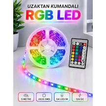 Rgb Şerit Led 5 Metre 12v 2835 Smd Kumandalı Renkli Oda Ve Ev Aydınlatması - Lisinya