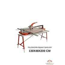 Alüminyum Gövdeli Çelik Ayaklı Teleskopik Katlanır İnşaat İskelesi - 400 Kg Taşıma Kapasitesi 130x48x200cm