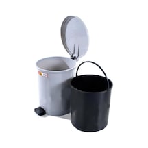 Sy-4219 Gri Pedallı Yuvarlak Çöp Kovası İç Kovalı 40 Litre