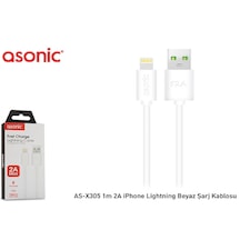 Asonic As-x305 1m 2a Apple Uyumlu iPhone Lightning Beyaz Şarj Kablosu - 31203