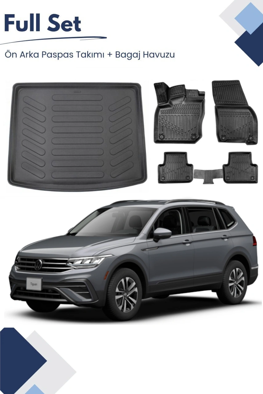Volkswagen Tiguan 2023 Model Tam Uyumlu Paspas+üst Bagaj Havuzu Seti