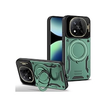 Xiaomi Redmi Note 14 Pro 5g Kılıf Joy Lens Standlı Kapak - Koyu Yeşil Koyu Yesil
