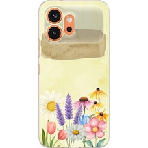 Honor 600 Uyumlu Sulu Boya Dokulu Vazoda Çiçek Desenli Baskılı Silikon Kılıf Renkli