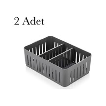 2 Adet Dolap İçi Düzenleyici Dolap Çekmece Makyaj Organizer Gri Çok Renkli
