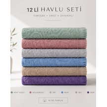 30x50 Cm 12'li Pamuklu Mutfak Havlusu Seti Yumuşak Emici Kurulama Bezi & El Havlusu Günlük Kullanım Premium Kalite Mor