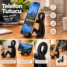 Telefon Tutucu Telefon Standı Adam Telefon Tutan Adam Masaüstü Telefon Tutucu Siyah