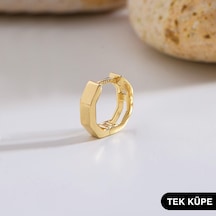 Goldkupe 14 Ayar Altıgen Tek Minik Halka Altın Küpe 0,66 Gr-6324