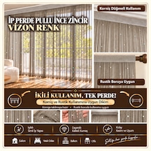 İp Perde Özel Seri İnce Zincir Pullu Vizon Renk En 100 Cm Boy 300 Cm Korniş Ve Rustik Kullanıma Müsait