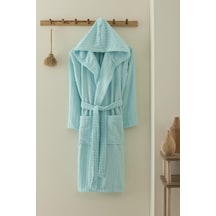 Pamuklu Kapüşonlu Unisex Bornoz Mint