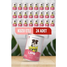 King Sos İçerisinde Et Parçacıklı Kuzu Etli Köpek Konservesi 400 Gr 24 Adet