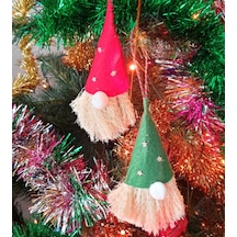 2 Li Yılbaşı Şans Cücesi Gnome Ağaç Süsü