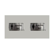 Aluminyum Kapı İsimliği Erkek Kadın Wc Yazılı İkili Arkası Yapışkanlı 10x20 Cm