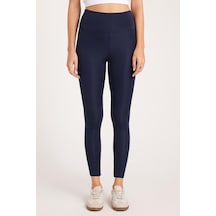 Tudors Kadın Slim Fit Dar Kesim Scuba Kumaş Beli Lastikli Lacivert Tayt-40373 Lacivert