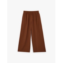 Koton Viskon Karışımlı Beli Lastikli Loose Fit Geniş Paça Palazzo Pantolon Bakır 6sak40217uw Bakır