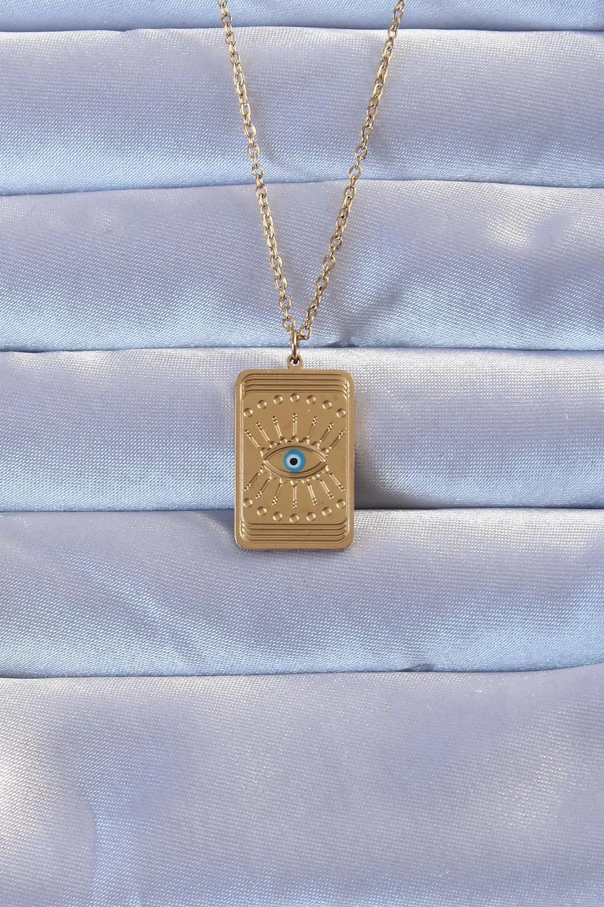 Dodes 316l Altın Renk İşlemeli Nazarlı Göz Model Vintage Kolye Tg27bko9269 Çok renkli