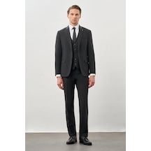 İmza Koyu Antrasit Bez Ayağı Mono Yaka Tam Astar Esnek 6 Drop Comfort Fit Takım Elbise 1001245900 Koyu Antrasit