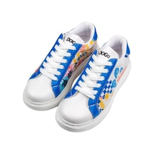 Kadın Vegan Deri Beyaz Sneakers - Azur Tasarım Çok Renkli