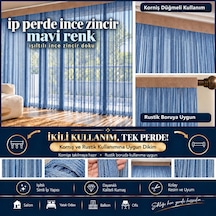 İp Perde Özel Seri İnce Zincir Mavi En 100 Cm Boy 300 Cm Korniş Ve Rustik Kullanıma Müsait