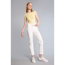 Defacto Crop Flare Fıt Yüksek Bel Paça Ucu Kesik Bilek Boy Jean Pantolon H5368ax26smwt1 Beyaz-wt1