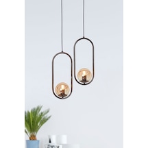 Luzarana Zenga 2 Li Eskitme Metal Gövde Bal Rengi Camlı Tasarım Lüx A... Çok Renkli